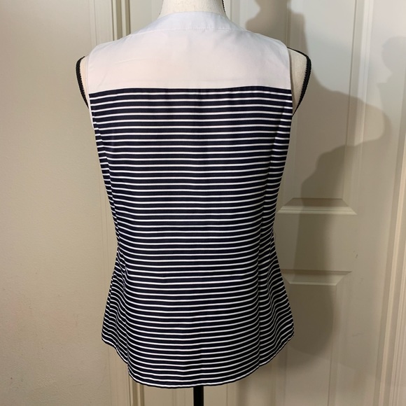 Banana Republic Sleeveless Top Navy Blue & Cream S - Picture 3 of 5